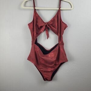 Urban Outfitters Womens Red Pink Sunflower One Piece Swimsuit Size Large